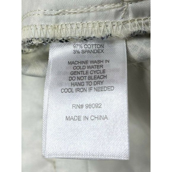 Dalia Ankle Pants Mid Rise Beige Navy Diamond Print Size 12 Large - Picture 9 of 9